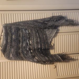 Pinklicious- blue, silver, white crocheted winter shaw- one size- never worn!